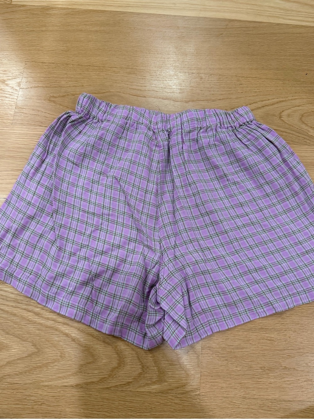 Brandy Melville Purple Plaid Women’s Elastic-Waist Shorts w Pockets - NWOT